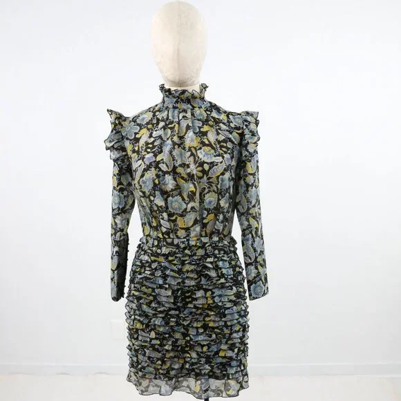 Robert Rodriguez 2 Silk Cotton Print Ruffle Dress - Picture 12 of 14
